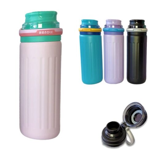 Botella acero faceteada c/agarre 500ml (43183)