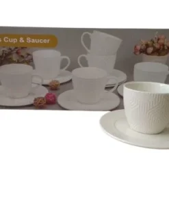 Juego x 6 taza c/plato cer.labrada blanca(21344)