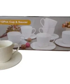 Juego x 6 taza c/plato cer.faceteado blanca(21345)