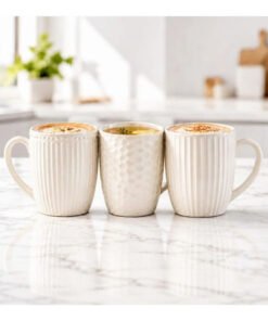 Jarro mug 11cm facetado craquelado blanco (21431)