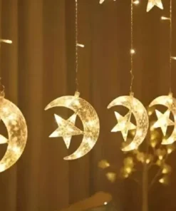 Cortina(51368)1/2luna c/estrella led calida 3mt
