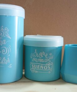 Set Designe yerba, azucar, mate y bombilla turquesa (57257)