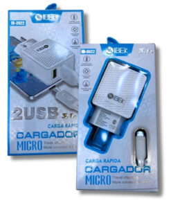 Cargador Ibek 3.1a micro v8 cable desmontable IB-3022
