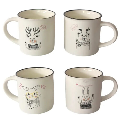 Jarro recto 7c blanco mate/animales (43159)
