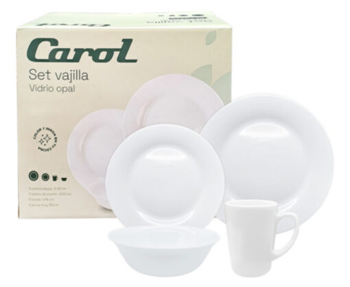 Juego 16 piezas opalino blanco Carol (64169)
