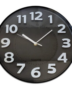 Reloj pared 30c negro relieve (43365)