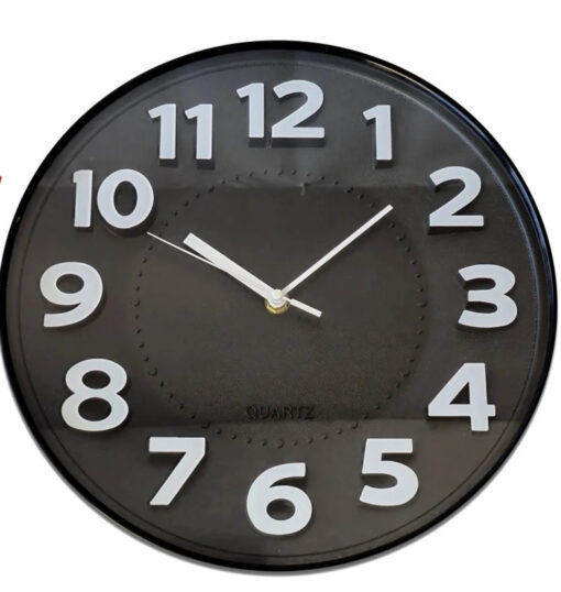 Reloj pared 30c negro relieve (43365)