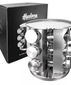 Especiero vidrio x12 giratorio t/ac. inox Hudson (21619)