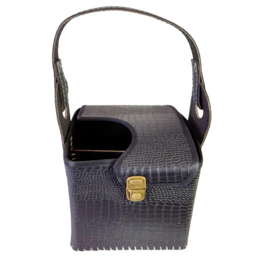 Matera eco cuero negra croco c/separador y tapa (33505)