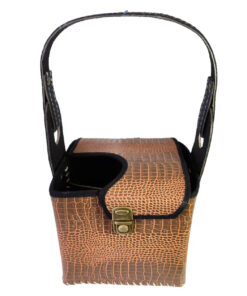 Matera eco cuero marron croco c/separador y tapa (33509)