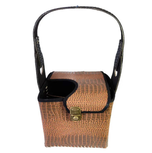 Matera eco cuero marron croco c/separador y tapa (33509)
