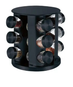 Especiero vidrio x12 giratorio negro Hudson (21706)