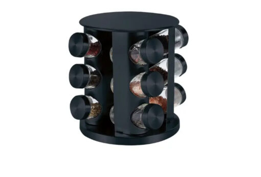 Especiero vidrio x12 giratorio negro Hudson (21706)