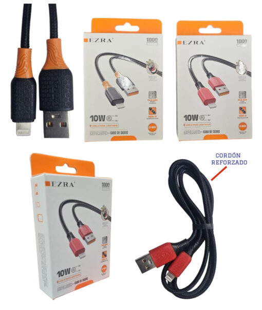 Cable ezra de 2a USB-IPHONE 10w reforzado