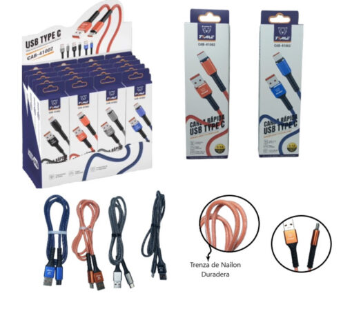 Cable malla de nailon tipo C datos 3.1a