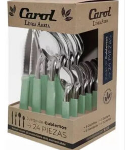 Juego cubiertos x24 m/verde caja c/visor CAROL(81124)