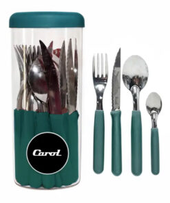 Juego cubiertos x24 c/tarro m/petroleo CAROL(15776)