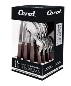 Juego cubiertos x16 m/gris caja c/visor CAROL(84490)