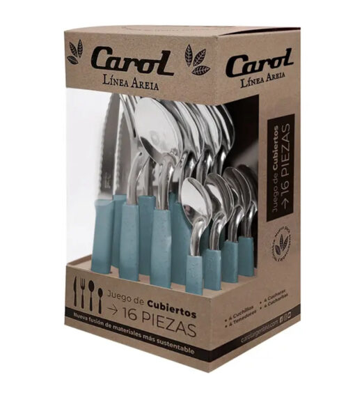 Juego cubiertos x16 m/azulino caja c/visor CAROL(81356)