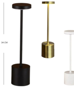 Velador touch blanco, negro dorado