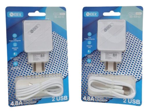 Cargador Ibek 4.8a 2 puerto USB cable T