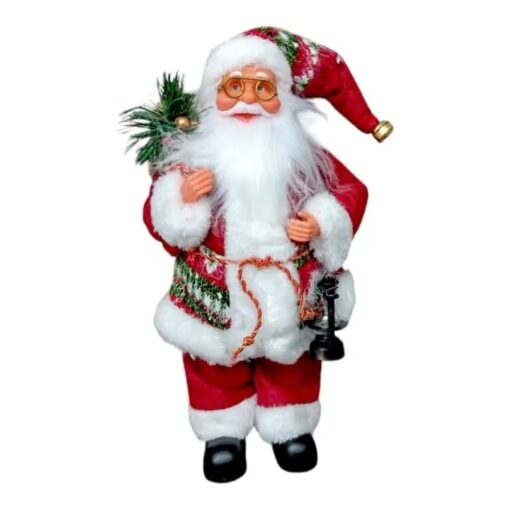 Papá noel 30c r/blanca c/ bolsa y lampara (24349)