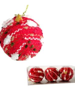 Bocha navidad 8c textil rojo (24280)