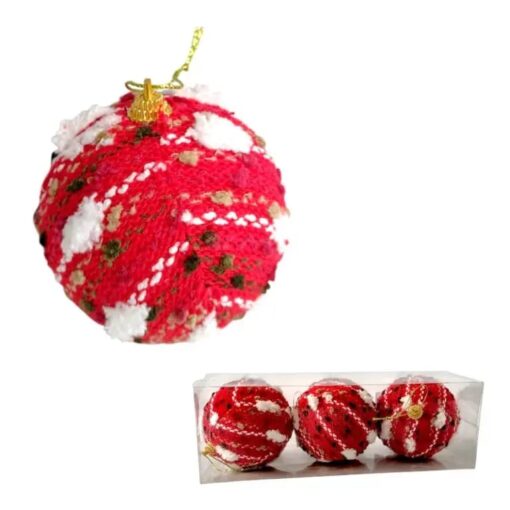Bocha navidad 8c textil rojo (24280)