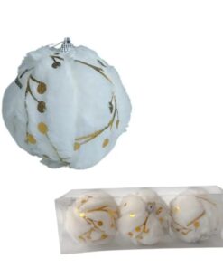 Bocha navidad 8c peluche blanco (24275)