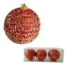 Bocha navidad 8c glitter rojo con hilo dorado (24178)