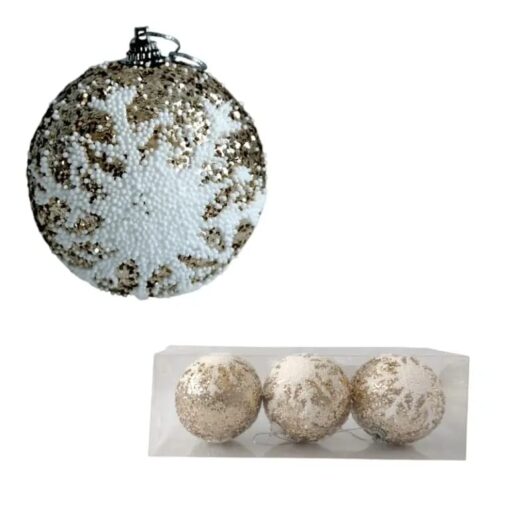 Bocha navidad 8c glitter dorado s/nieve (24179)