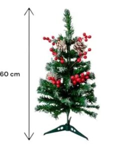 Arbol(24305)navidad 60c c/piñas s/nevado c/pie