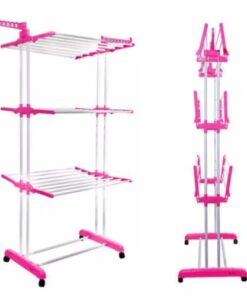 Tendedero pie vertical pleg. 3 niveles ROSA
