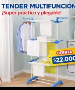 Tendedero pie vertical pleg. azul 3 niveles (24462)