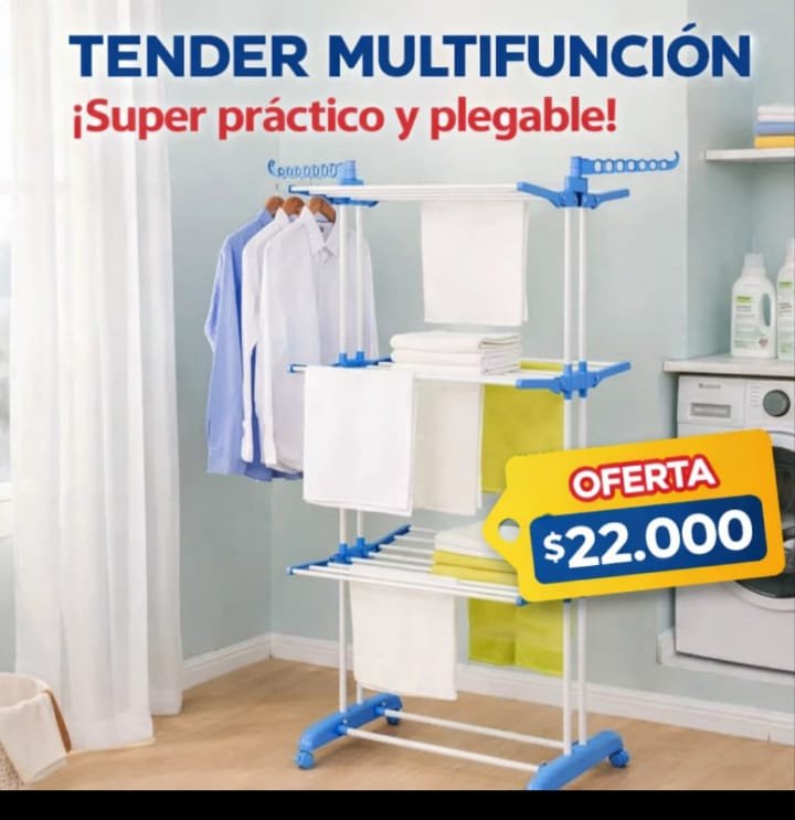 Tendedero pie vertical pleg. azul 3 niveles (24462)