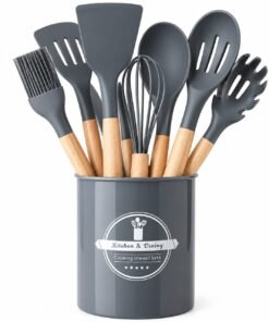 Set de utensilios x12 silicona + contenedor