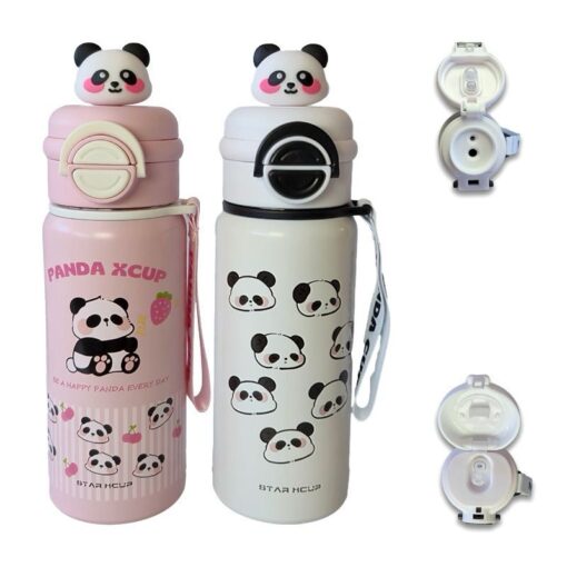 Botella acero infantil Panda doble pico 500ml (43178)