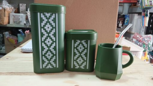 Set matero cuadrado guarda Pampa Yerba verde militar (58253)