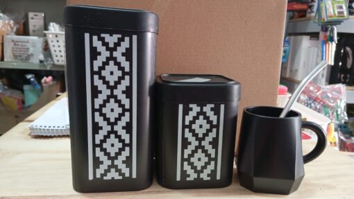 Set matero cuadrado guarda Pampa Yerba negro (58256)