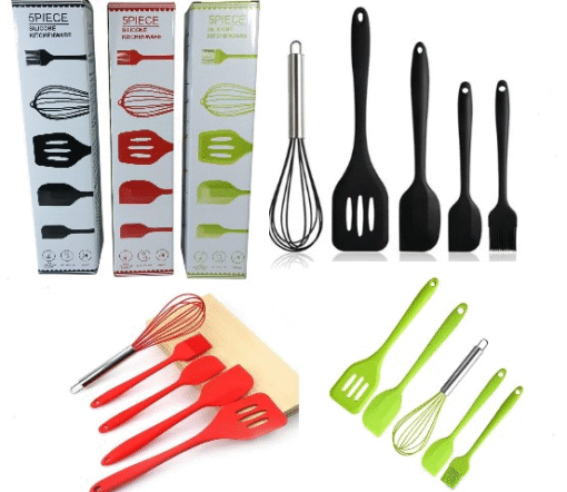 Set de 5  utensillos de cocina de silicona
